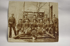 Fotografie veche Militari Prusia - instrumente muzicale si halbe de bere c.1910 foto