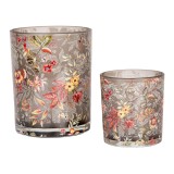 Cumpara ieftin Set 2 suporturi lumanari sticla multicolora Flower 7x8 cm, 10x13 cm