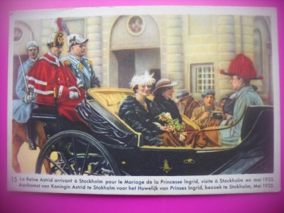 HOPCT 6350 IN SUEDIA LA NUNTA PRINTESEI INGRID -1935-REGINA ASTRID-FAMILIA REGALA BELGIA-CROMO LITHO-CIOCOLATA COTE D&amp;#039;OR foto