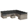 Set canapele de gradina cu perne, 12piese gri deschis poliratan