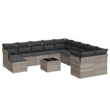 Set canapele de gradina cu perne, 12piese gri deschis poliratan