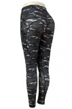 D798-181 Colanti cu talie inalta si imprimeu camuflaj, M, M/L, S