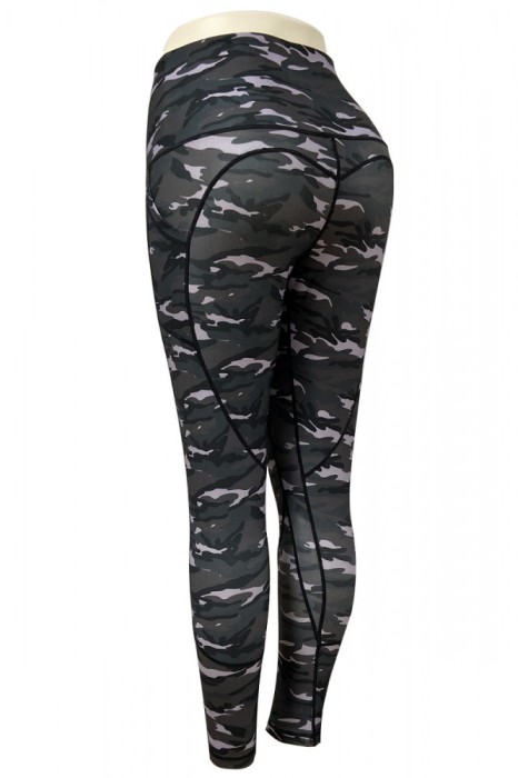 D798-181 Colanti cu talie inalta si imprimeu camuflaj