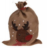 Sac pentru cadouri Reindeer, 50x70 cm, iuta, multicolor
