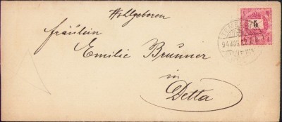 A2488N Plic cu timbru de 5 coroane Magyar kir posta circulat poștal Timișoara-Deta, 1894 foto