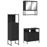 Cumpara ieftin Set mobilier de baie, 3 piese, negru, lemn compozit