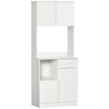 HOMCOM Bufet de bucătărie armoire de cuisine multi-depozitare 4 uși 1 sertar raft + mare blat 71 x 41 x 178 cm MDF alb | Aosom Romania