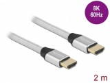 Cablu Ultra High Speed HDMI 48 Gbps 8K60Hz/4K240Hz 2m Silver Certificat, Delock 85367