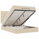 Cumpara ieftin Cadru de pat otoman cu saltea crem 140x190cm stofa