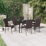 VidaXL Set mobilier de grădină, 7 piese, maro și negru