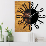 Ceas de perete, Wooden Clock 7, Lemn/metal, Dimensiune: 58 x 3 x 58 cm, Nuc / Negru, Tanelorn