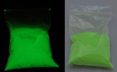 Pigment fosforescent verde care lumineaza verde foto