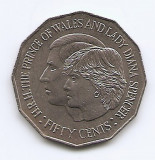 Australia 50 cent 1981 (Printul Charles si Lady Diana) KM-72, Australia si Oceania, Cupru-Nichel