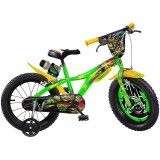 Cumpara ieftin Bicicleta Copii Dino Bikes 14 inch, Testoasele Ninja, Otel, Roti Ajutatoare Detasabile, Varsta 4-7 ani