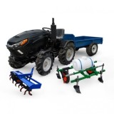 Cumpara ieftin Pachet Legume si Rasaduri &ndash; Tractor Negru 22CP Diesel cu Remorca, Freza si Dispozitiv Intindere Folie si Pulverizare