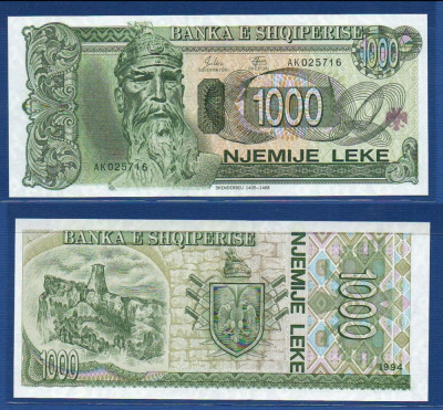 ALBANIA █ bancnota █ 1000 Leke █ 1994 █ P-58 █ UNC █ necirculata foto