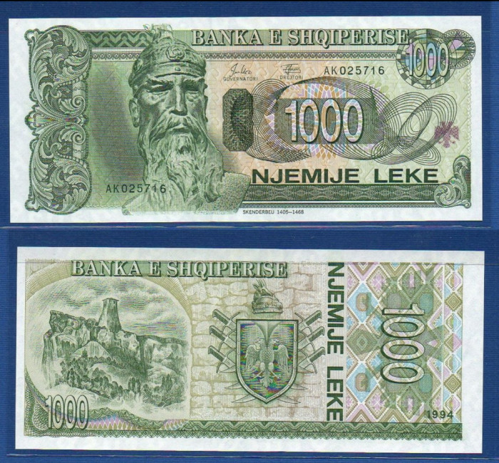 ALBANIA █ bancnota █ 1000 Leke █ 1994 █ P-58 █ UNC █ necirculata