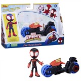 SPIDEY PRIETENII EXTRAORDINARI SET MOTOCICLETA SI FIGURINA MILES MORALES SPIDER MAN 10CM
