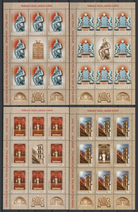 ROMANIA 2013-Lp 1990-Tablele legii,Legile lumii minicoli cu 8 timbre MNH