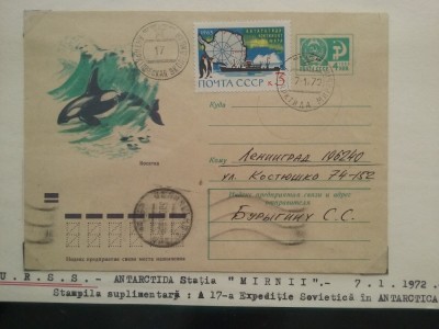 1972-Rusia-Statia Mirnii-A 17-a exp. sov. -Plic foto