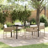 Cumpara ieftin Set de masă pentru grădină cu pernă 5 pcs Bej Rattan poli