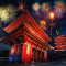 Fototapet autocolant City60 Templu Tokyo noaptea, 250 x 150 cm