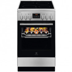 Aragaz Electrolux LKR540202X, Electric, Plita vitroceramica, 4 zone de gatit, Cuptor electric, 57 l, Clasa A, 50 cm, Inox