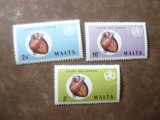 Serie Malta 1972 - ONU , Inima , 3 valori, Nestampilat