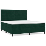 Cumpara ieftin Pat box spring cu saltea, verde inchis, 180x200 cm, catifea