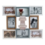 Ramă Foto Decorativă, Model &quot;Every Family...&quot;, Lemn și Sticlă, 50x42x4cm, Multicolor, 8 Poze, Mesaj Personalizat