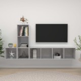 vidaXL Set de dulapuri TV, 3 piese, gri beton, PAL