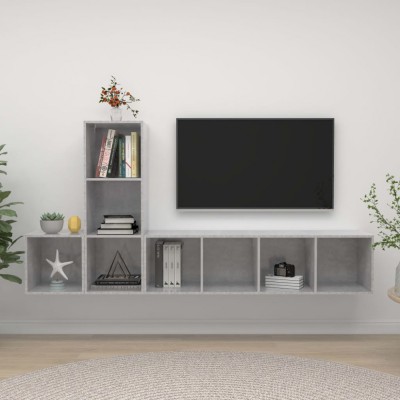 vidaXL Set de dulapuri TV, 3 piese, gri beton, lemn prelucrat 3079830 foto