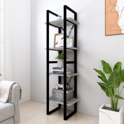 vidaXL Bibliotecă cu 4 niveluri gri sonoma 40x30x140 cm lemn compozit foto