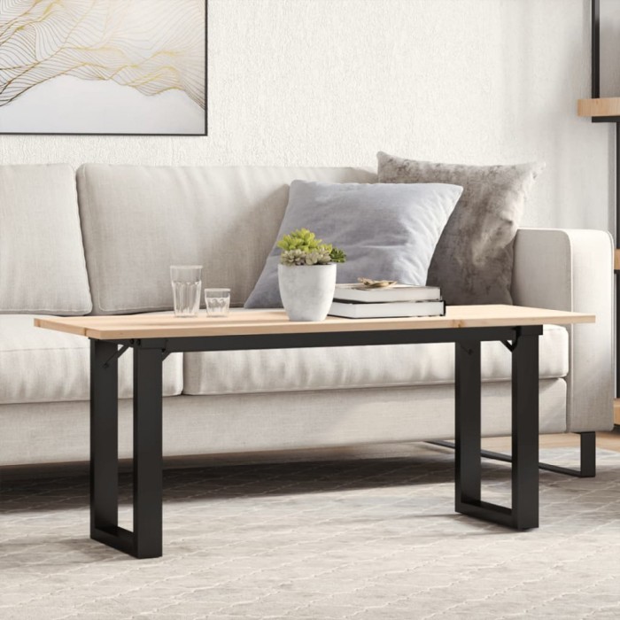 vidaXL Masă de cafea, cadru O, 110x40x45 cm, lemn masiv pin și Oţel 3282667