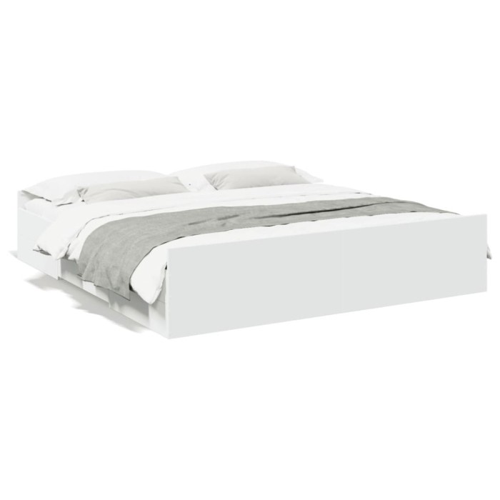 vidaXL Cadru de pat cu sertare alb 200x200 cm lemn prelucrat 3280265