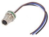 Conector M8 Mamă 4 Pin Drept Montare Panou 3A