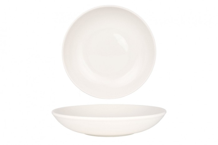 Bonna Farfurie ad&acirc;ncă - Iris White - Porţelan - 23 cm (1000cc) - set de 6