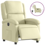 Cumpara ieftin Fotoliu rabatabil electric, crem, piele naturala