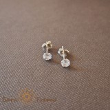 Cercei Unisex cu Cristal Zirconia Alb - Argint 925, 4 mm