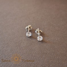 Cercei Unisex cu Cristal Zirconia Alb - Argint 925, 4 mm foto
