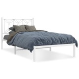 Cumpara ieftin Cadru de pat din metal cu tablie, alb, 107x203 cm