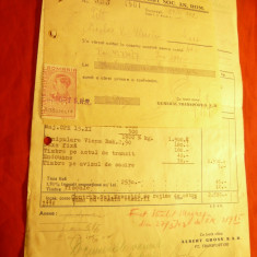 Factura cu Antet Firma Albert Gross SAR - Transporturi Bucuresti 1942 ,chitanta