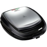 Sandwich-maker Snack Time 3in1 SW342D38, indicator de preincalzire, indicator pentru inceperea utilizarii, inox/negru, Tefal