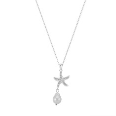 Lantisor argint 925, JW1539, model stea de mare, placat cu rodiu