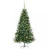 Brad Crăciun pre-iluminat artificial set globuri, verde, 180 cm