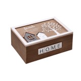 Cutie depozitare lemn maro alb 24 x 16 x 10 cm