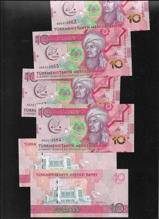 Rar! Turkmenistan 10 manat 2017 comemorativa unc pret pe bucata