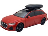 Macheta metal replica Audi RS6 rosu deschide usole capota si portbagaj, sunet si lumini
