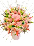 Buchet mare personalizabil cu trandafiri criogenati si flori naturale uscate si criogenate, (Roz Verde), Eventissimi&reg;