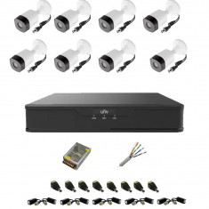 Sistem complet 8 camere supraveghere exterior FULL HD 20 m IR, DVR 8 canale, accesorii SafetyGuard Surveillance